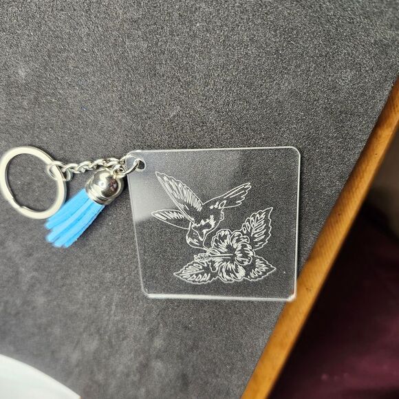 Handcrafted Custom Made Acrylic Square Keychain Zipper Pull Bag Charm - Picture 4 of 16